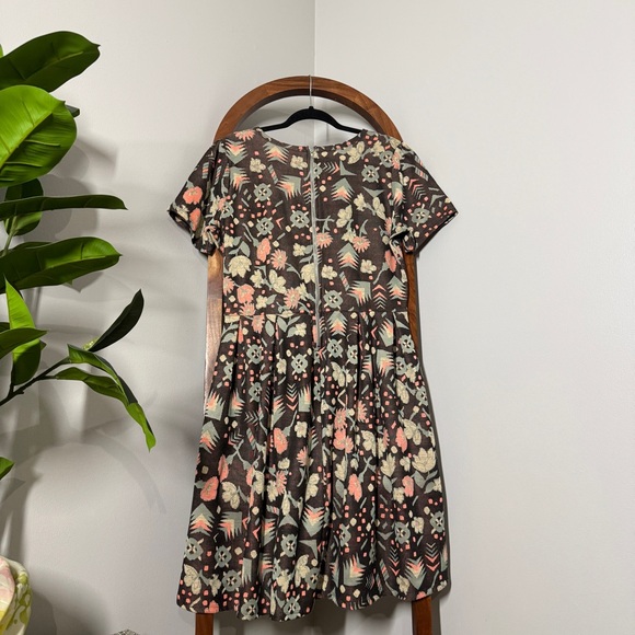 Lularoe 2XL Brown Pink Floral Short Sleeve Amelia Dress - Picture 2 of 7